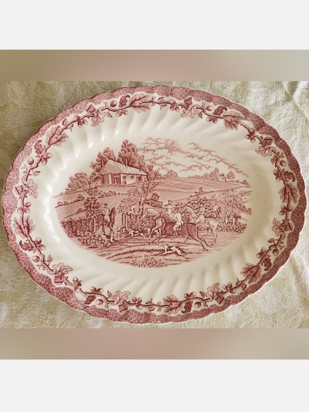 Royal Wessex England Oval Serving Platter - Scenic Hunt Pattern